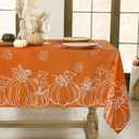 Softalker Fall Tablecloth Rectangle 60x84 Inch, Thanksgiving Autumn Harvest Orange Pumpkin Maple Leaf Decoration Table Cloths, Stain Resistant Farmhouse Table Cover for Holiday Dinner/Party