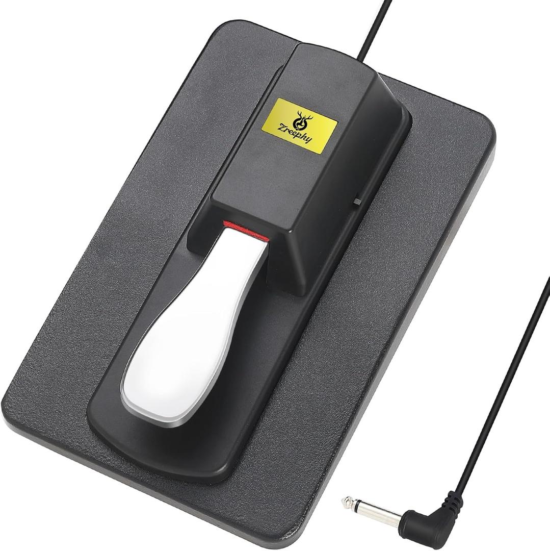 Sustain Pedal Universal Foot Controller Switch, 6.35mm 1/4" Jack Damper Pedal For Keyboards Digital Pianos MIDI Synthesizers Electronic Organ Tone Modules Drum Machines (Black)
