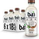 Bai Antioxidant Infused Water Beverage, Molokai Coconut, with Vitamin C and No Artificial Sweeteners, 18 Fluid Ounce Bottle, 6 Pack, BBD JUN 01 2026