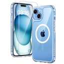 TAURI for iPhone 15 Case, Compatible with MagSafe, with Screen Protectors, Not-Yellowing Military-Grade Protection, Slim Magnetic Phone Case for 15, Clear