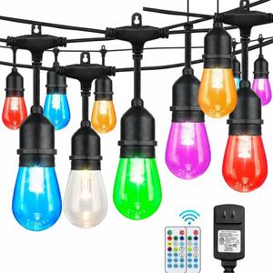 Auroraworld 96FT RGB Outdoor String Lights, Dimmable Color Changing Waterproof LED Patio Lights with Remote, 30 Shatterproof Bulbs for Garden Yard Party Decor