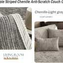 Fun Fuzzy Couch Covers for Sofa,Simple Striped Chenille Anti-Scratch Couch Cover,Chenille Sofa Covers Washable for Sectional Sofa,Light gray-35"x82"