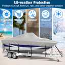 Trailerable Boat Cover 17-19ft, 1200D Oxford Heavy-Duty Marine Grade Waterproof Boat Cover with Storage Bag, Fits V-Hull, Tri-Hull, Bass Tracker, Fishing, Runabout Boat, Gray