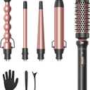Wavytalk 5 in 1 Curling Wand Set, Multi Curl, Curling Wand Set with Thermal Brush and 4 Interchangeable Ceramic Curling Wand(0.5-1.25), Instant Heat Up Wand Curling Iron
