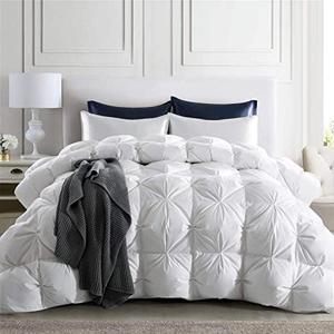 puredown® Goose Down Comforter Oversized King Size 800 Fill Power, 100% Cotton All Season Oversized Duvet Insert 700 Thread Count, Cloud Fluffy Pinch Pleat Extra Warmth
