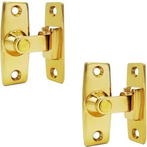QCAA 2.5" Heavy Forged Solid Brass Door Latch, 90 Degree Right Angle Door Latch Buckle for Doors & Windows, Vibriated Brass, 2Pack, Made in Taiwan