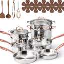CAROTE 21pcs Tri-Ply Stainless Steel Cookware Set, Pots and Pans Set, Non Toxic Induction Kitchen Cooking Sets, Cookware Collection, Mirror Polish, Gold, Mothers Day Gifts