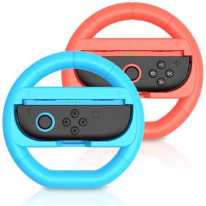 Sioenl 2 Pack Switch Steering Wheel for Nintendo Switch 2 Joy-Cons (2025), Racing Wheel Accessories Compatible with Mario Kart World & 8 Deluxe, Ergonomic Design Grip for NS2 Controllers