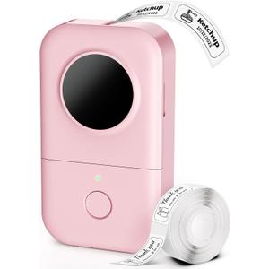 Phomemo Label Maker Machine, D30 Portable Handheld Bluetooth Mini Label Printer, Multiple Templates Smartphone Thermal Small Label Makers for Kid School Items, Classroom Teacher Supplies, Easy to Use (Pink)