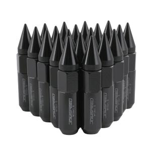 JDMSPEED New Black 20PCS M12X1.5 Cap Spiked Extended Tuner 60mm Aluminum Wheels Rims Lug Nuts