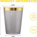 supernal 100 Pack 10oz Black and Gold Plastic Cups - Heavy Duty Disposable Party Cups, Fancy Drinking Tumblers for Wedding Receptions, Graduation Parties 2026, Birthdays & Cocktail Galas