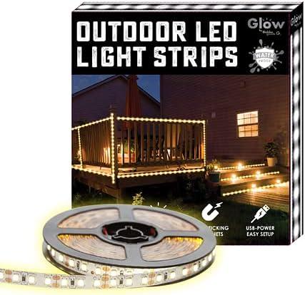 Gabba Goods Outdoor/Indoor Weatherproof 10 Foot Long LED 10ft Light Strips with Warm White Light, Self-Sticking Magnet and Carrying case- 10 feet Long