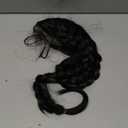 ANOGOL Hair Cap+Long Double Braids 2 Natural Black Synthetic Braided Lace Front Wig with Baby Hair Wigs Heat Resistant Fiber Middle Part, Black