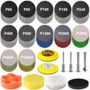 130 Pieces 3 Inch Sanding Disc, GOH DODD Headlight Restoration Kit Hook and Loop Sanding Pads 60 to 10000 Grit Wet Dry Sandpaper with 1/8" 1/4 Shank, Backer, Polishing Pads and Interface Pad