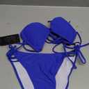 Zuvebamyo Women's Triangle Bikini Sets Two Piece Double Straps Halter Swimsuit Tie Side String Cheeky Bathing Suits, Blue, Small