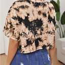 Women's Tie Dye Crop Tops Short Sleeve Crew Neck Cropped T Shirts Streetwear (S)