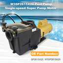 W3SP2615X20 Pool Pump Motor 2HP Replacement for Hayward SP2615X20 | Single Speed Super Pool Pump 115V/230V for Inground Pool & Spa, 2" Inlet & Outlet