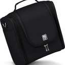 BOACAY Extra Large Hanging Travel Toiletry Bag for Women and Men, Makeup Bag, Bathroom & Shower Organizer Kit for Accessories, Cosmetics, Essentials ((X-Large) Sapphire Black - Gray Interior)