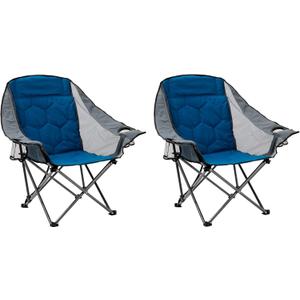SUNNYFEEL Oversized Folding Camping Chair, Portable Chairs for Outdoor Patio Garden Lawn, Padded Sofa for Adults (2 Pack)