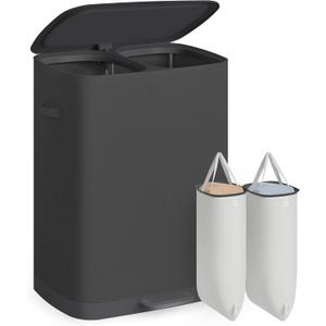 SONGMICS Laundry Hamper with Lid and Pedal, 160L Laundry Basket，2 Sections
