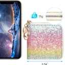 GEEAD Small Glitter Wallet for Women Girls Mini Coin Purse Pouches with Key Ring
