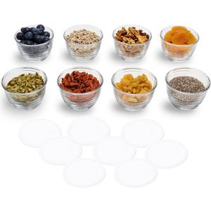 Libbey Small Glass Bowls, Glass Containers with Lids Set of 8 to Keep Leftovers Fresh, Meal Prepping and More, Dishwasher Safe Small Bowls for Dips