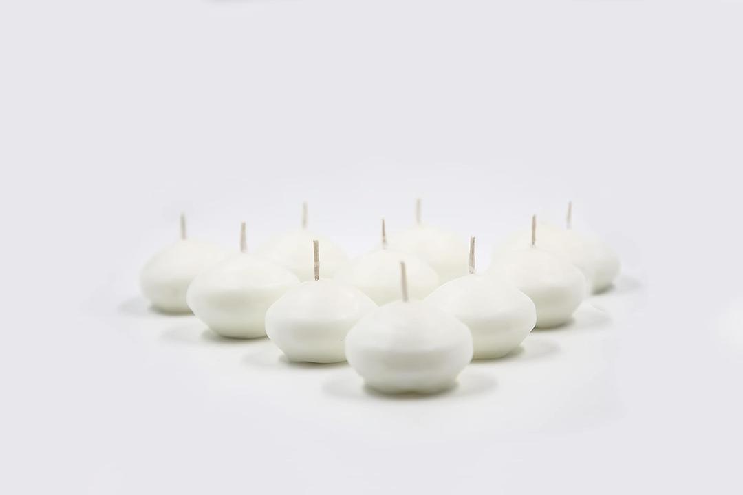 TB Decoration Floating Citronella Candles, Set of 12, Natural Soy Wax, for Outdoor Events Decoration Lemon Verbena Scented Centerpieces Indoor Decor, Party, Long Lasting up to 5-Hours Flame (White)