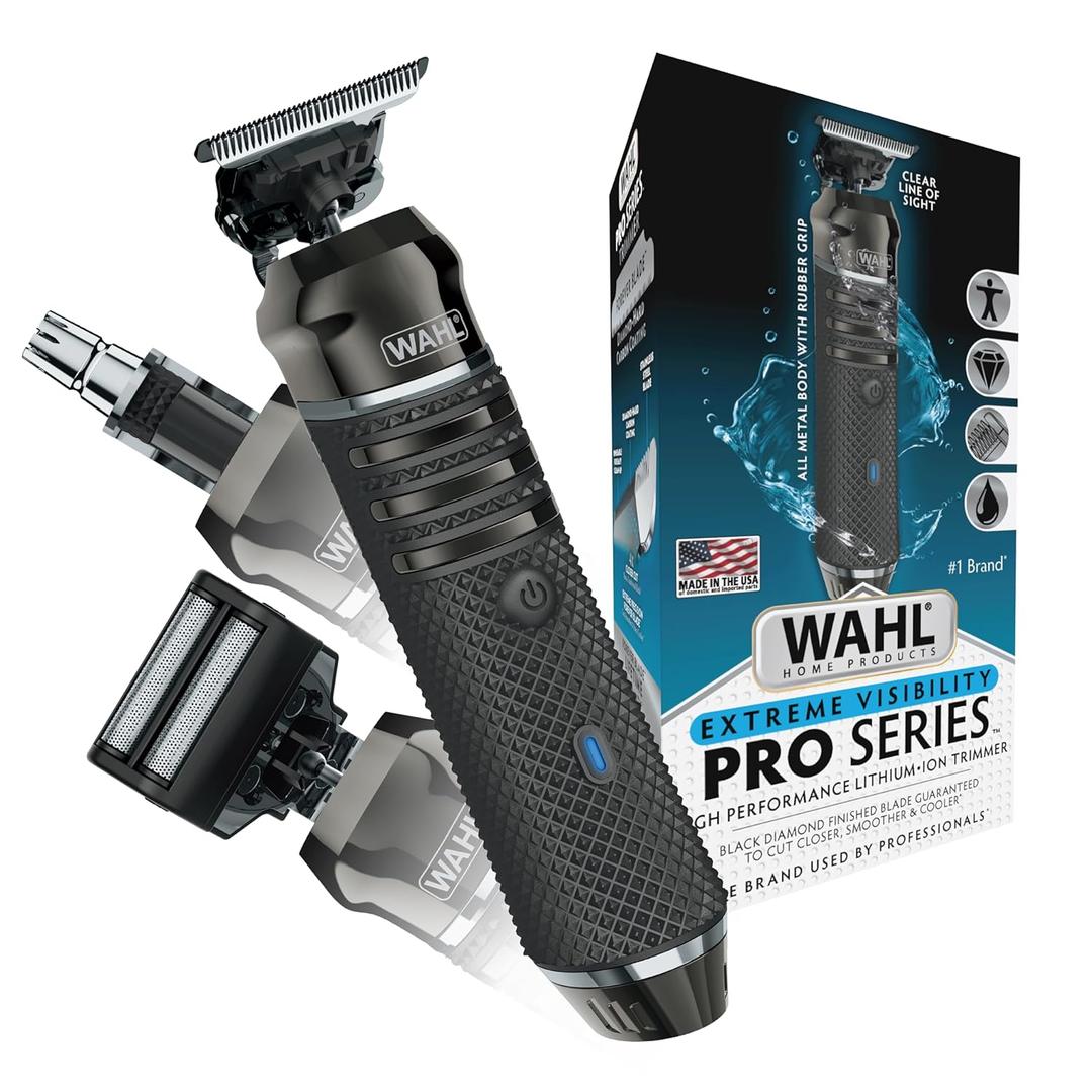 Wahl USA Pro Series High Visibility Skeleton Style Trimmer, Lithium-Ion Cordless USB Rechargeable All in One Shaving & Close Cutting Beard Trimmer for Men with Near Zero Gap Blade  3026018