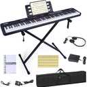 88 Key Piano Keyboard, Semi Weighted Electronic Digital Piano with Music Stand, Power Supply, Sustain Pedal, Bluetooth, Stand, MIDI, for Beginner Professional at Home, Stage