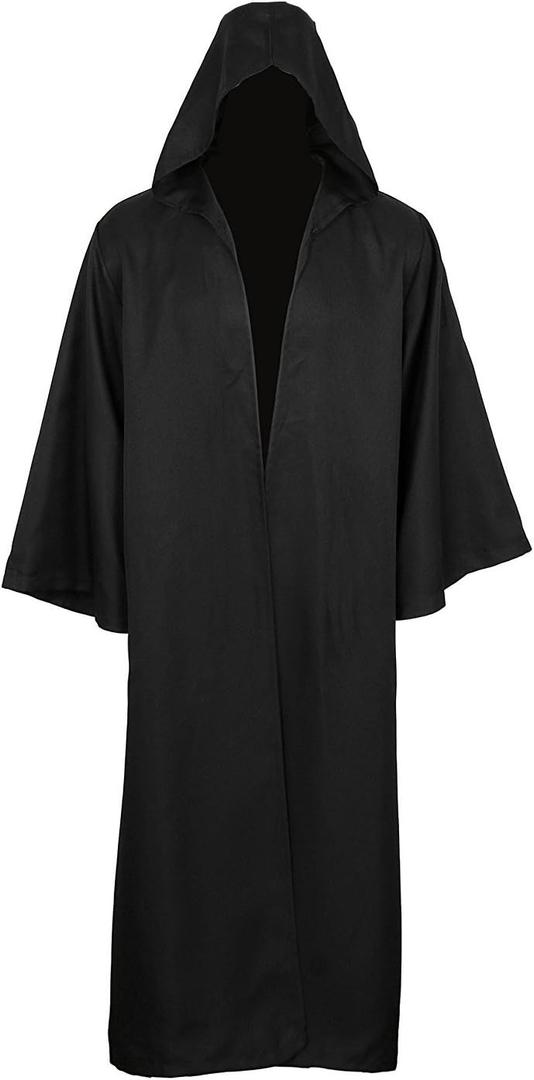 Golden Service Adult Halloween Costume Tunic Hoodies Robe Cosplay Capes (Small, Black)
