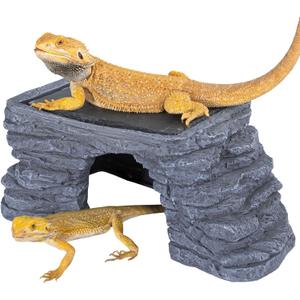 REPTI ZOO Large Bearded Dragon Basking Platform, 12.5x7x5 inch Gecko Hide Cave with Heat Storage Slate Stone, Reptile Basking Rock Climing Hideout for Leopard Crested Gecko Lizard Turtle