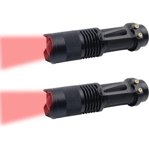 Low-Lumen Red Flashlight Zoomable Single Mode Mini Red Light Flashlights Ideal for Preserving Night Vision, Low Illumination, 2 Pack