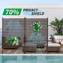 Metal Outdoor Privacy Screen with Stand, 3 ft W x 6 ft H PE-Coating Steel Pipes and Slats Panels, Decoative Privacy Screen Fence Panels Freestanding for Outside Patio Garden Backyard, Brown