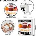 Football Decor - Fall Decorations for Home - Fall Decor - Our Favorite Season Is Football Pumpkin Wooden Sign Home Office Living Room Desk Shelf Table Decoration - 5 x 5 Inches