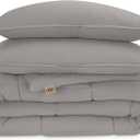 UGG Leonora Comforter Set with 2 Pillow Shams Lightweight Down Alternative Blanket Reversible Cozy Warm All Season Washable and Hypoallergenic Bedding Set, King, Light Grey (Silver)