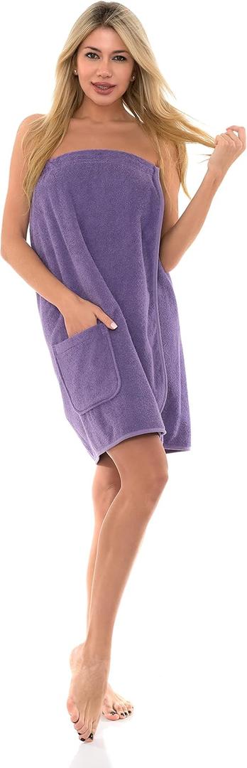 TowelSelections Womens Shower Wrap Adjustable Cotton Terry Cloth Bathwrap Gym Cover-up (XX-Large, Bougainvillea)