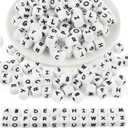 130Pcs 12mm White Square Silicone Letter Beads A-Z, Cube Alphabet Silicone Beads for Keychain Making, Ideal for Necklace Bracelet Pens and DIY Crafts