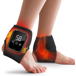 DREAMSOME 2 Pack Cordless Ankle Heating Pad, Ankle Massager with Heat for Pain Relief, Heated Foot Brace Wrap with 3 Temperature Levels and 3 Vibration Modes for Men and Women, Auto Shut Off