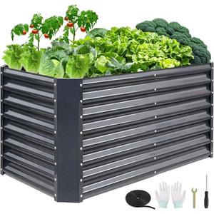 4x2x2ft Raised Garden Bed - Galvanized Deep Root Planter Boxes Outdoor with Wing Nuts and Safety Edges for Gardening Vegetables, Flowers, Herbs, Succulents - Gray (422FT(1pcs))