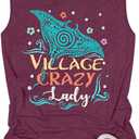 Village Crazy Shirt Summer Tank Tops Vacation Sleeveless Tops for Women Letter Graphic Tank Top Mothers Gifts (X-Large, Pink)
