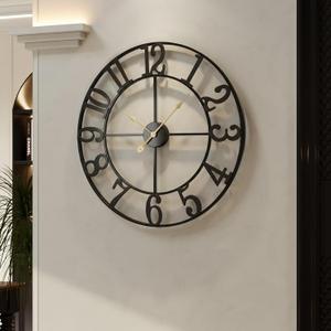Cuspin Large Wall Clock, 24 Inch Black Clocks for Living Room, Modern Metal Round Battery-Operated Decorative Wall Clock, Arabic Numerals Silent Non Ticking for Kitchen Mantel Bedroom Office Decor