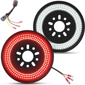 3-Side Spare Tire Brake Light for Jeep Wrangler JK JKU 2007-2018, Plug & Play 3rd Third Brake Light LED Wheel Light with Large Lighting Surface, Red Brake + White Reverse Dual Function