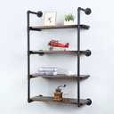 4 x Industrial Pipe Shelving Wall Mounted,30in Rustic Metal Floating Shelves,Steampunk Real Wood Book Shelves,Wall Shelf Unit Bookshelf Hanging Wall Shelves,Farmhouse Kitchen Bar Shelving(4 Tier)