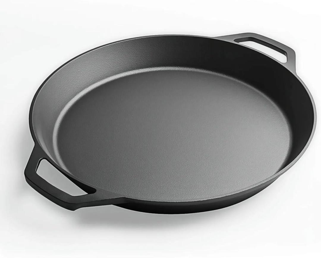 LI-GELISI 18-inch Pre-Seasoned Cast Iron Skillet - Dual Assist Handles - Nitrided Rust-Proof - For Oven, Stovetop, Grill & Campfire