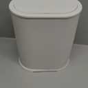 Anzoymx Stainless Steel Bathroom Trash Cans 1.8 Gallons Small Garbage Can with Pop up Lid, Dog Proof Narrow Wastebasket, Slim Waterproof Litter Trash Bins Set for Bedroom, Toilet, Office (White)