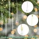 Flutesan 20 Sets Christmas Tree Candle Holders, Metal Christmas Candle Holders with Acrylic Icicle Teardrop Garland Hanging Ornaments Xmas Tree Candlestick for Holiday Party Winter Home Supplies