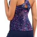 Daci Women 3 Piece Tankini Swimsuits - Tummy Control Tank Top with Bra Modest Bathing Suit with Pockets Boyshorts Bottom 2026 (Blue). M Size