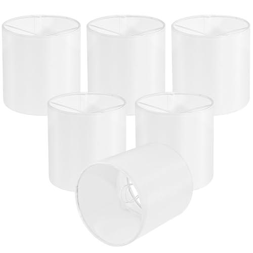 Chandelier Lamp Shades, Small Lamp Shades Clip-on Bulbs Only for Candelabra Bulbs, White Chandelier Shades 6 Pcs, Mini Lampshades for Chandeliers 5.1" X 5.1" X 5.3, Home Decor Fabric Linen Lampshade