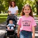 Big Sister Shirts for Girls Toddler Kids Announcement Outfit Promoted to Big Sis T-Shirt Short Sleeve Tees 2-8T