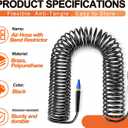 GASHER 1/4" x 10FT Black Reinforced Polyurethane Air Hose With Bend Restrictor, 1/4" AMT Universal Air Coupler, For Air Compressor